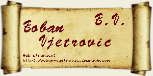 Boban Vjetrović vizit kartica